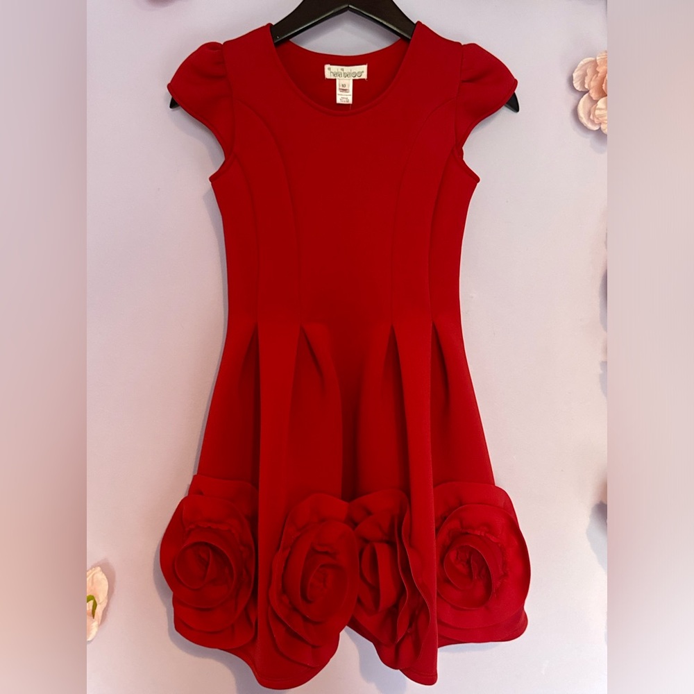 Halabaloo Red Rose Scuba Dress Size 10